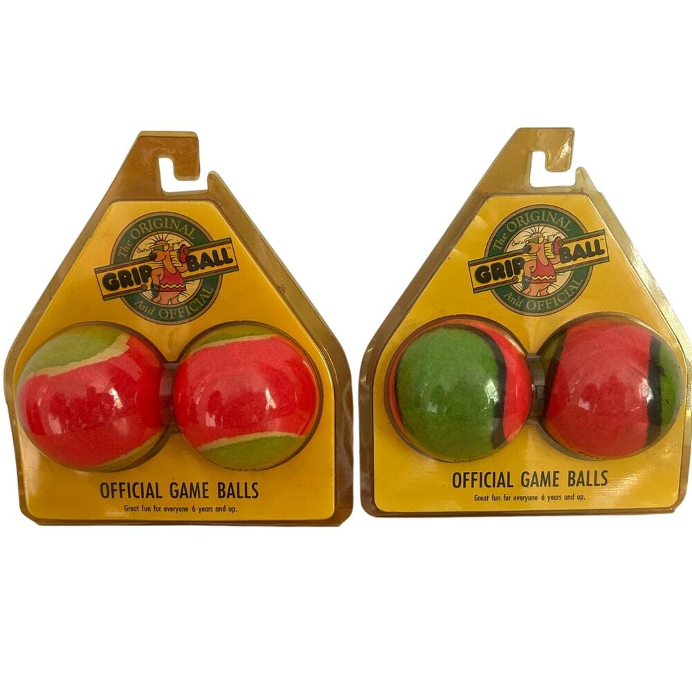 Grip Ball Official Game Balls 2‑Pack – Classic Red/Green Fuzzy Catch Balls NEW